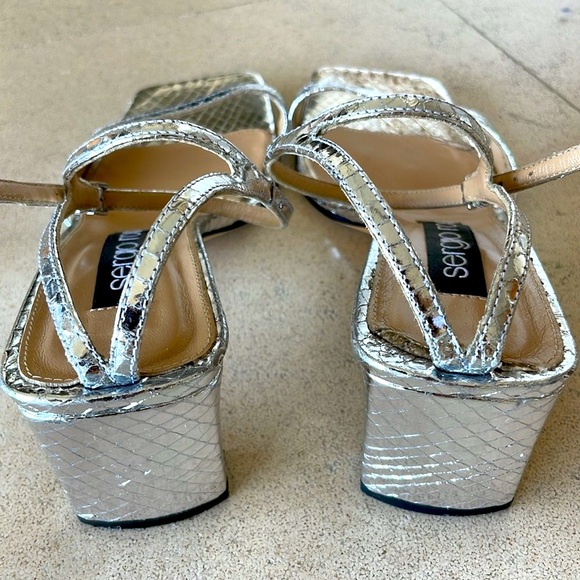Sergio Rossi Metallic Leather Sandals – Size 38.5 – Made in Italy - Picture 3 of 7